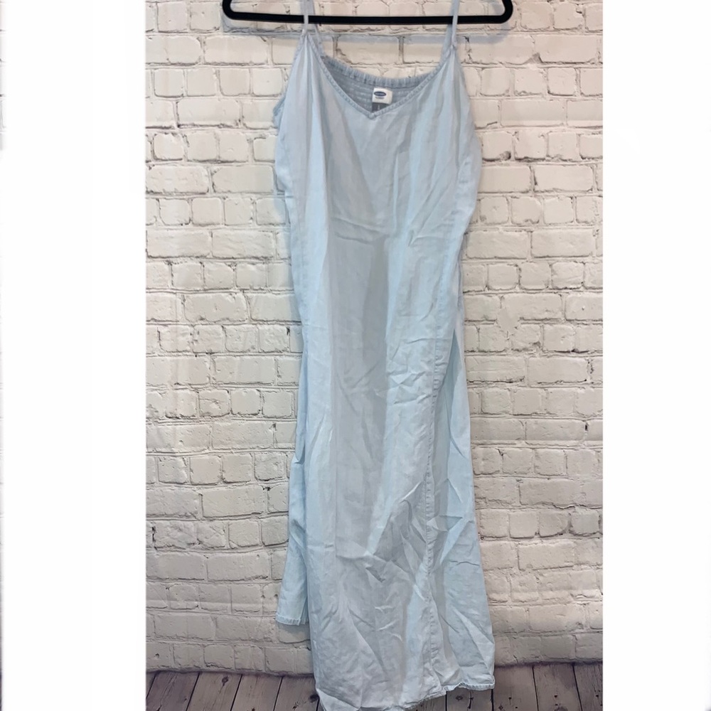 Old Navy Blue Denim Spaghetti Strap Maxi Dress